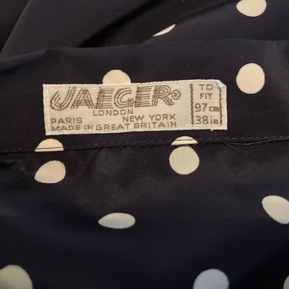 Vintage Jaeger 70s Collar Polkadot Blouse In White Black - Picture 4 of 4